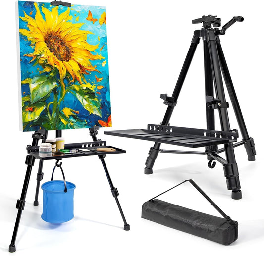 Art Easel Stand Painting Tripod Adjustable 51-155cm Folding Aluminium Black Bag