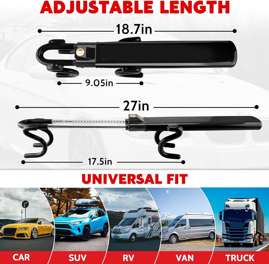 Twin Bar Steering Wheel Lock Anti Theft Car Security Lock Black