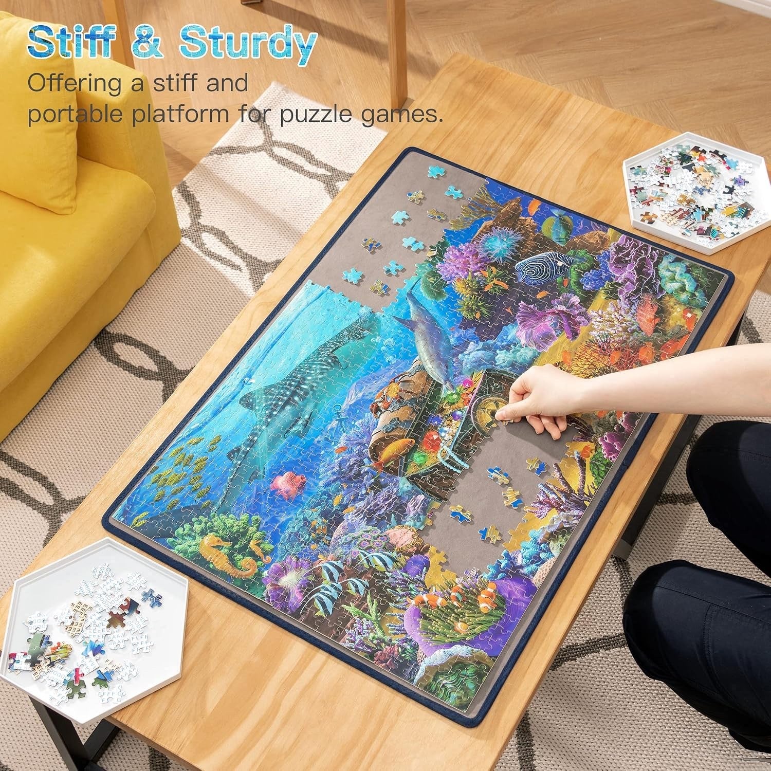 Becko US Jigsaw Puzzle Board Mat 1000 Piece Portable Non Slip Grey Storage Large