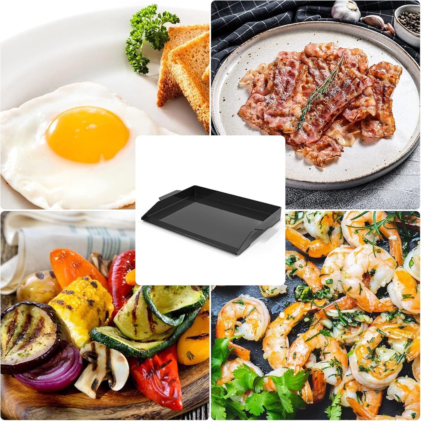 Cast Iron Griddle Plate BBQ Plancha Non Stick 23x16in Gas Grill Hob Raised Sides