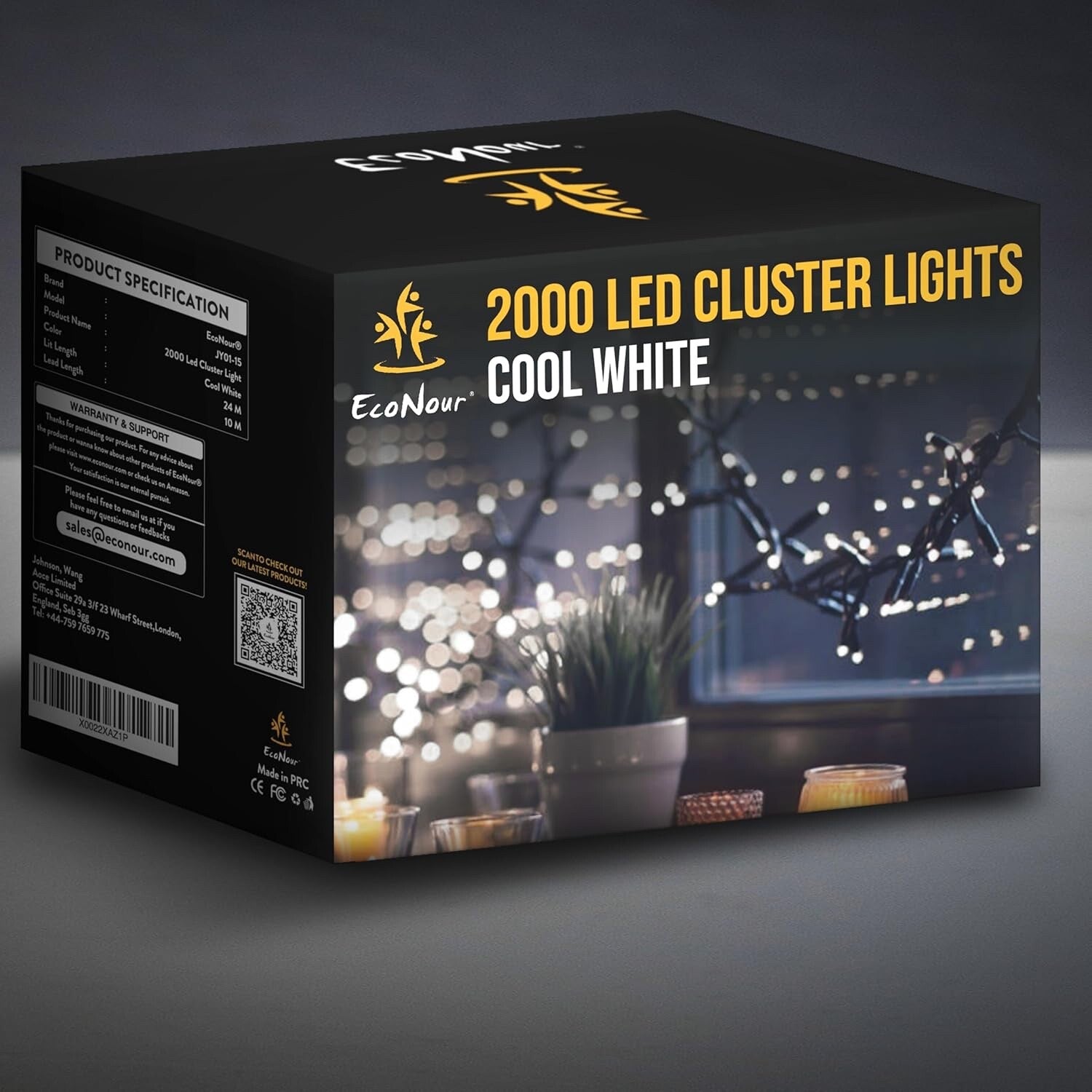 EcoNour Christmas Tree Cluster Lights - 2000 LED - Cool White