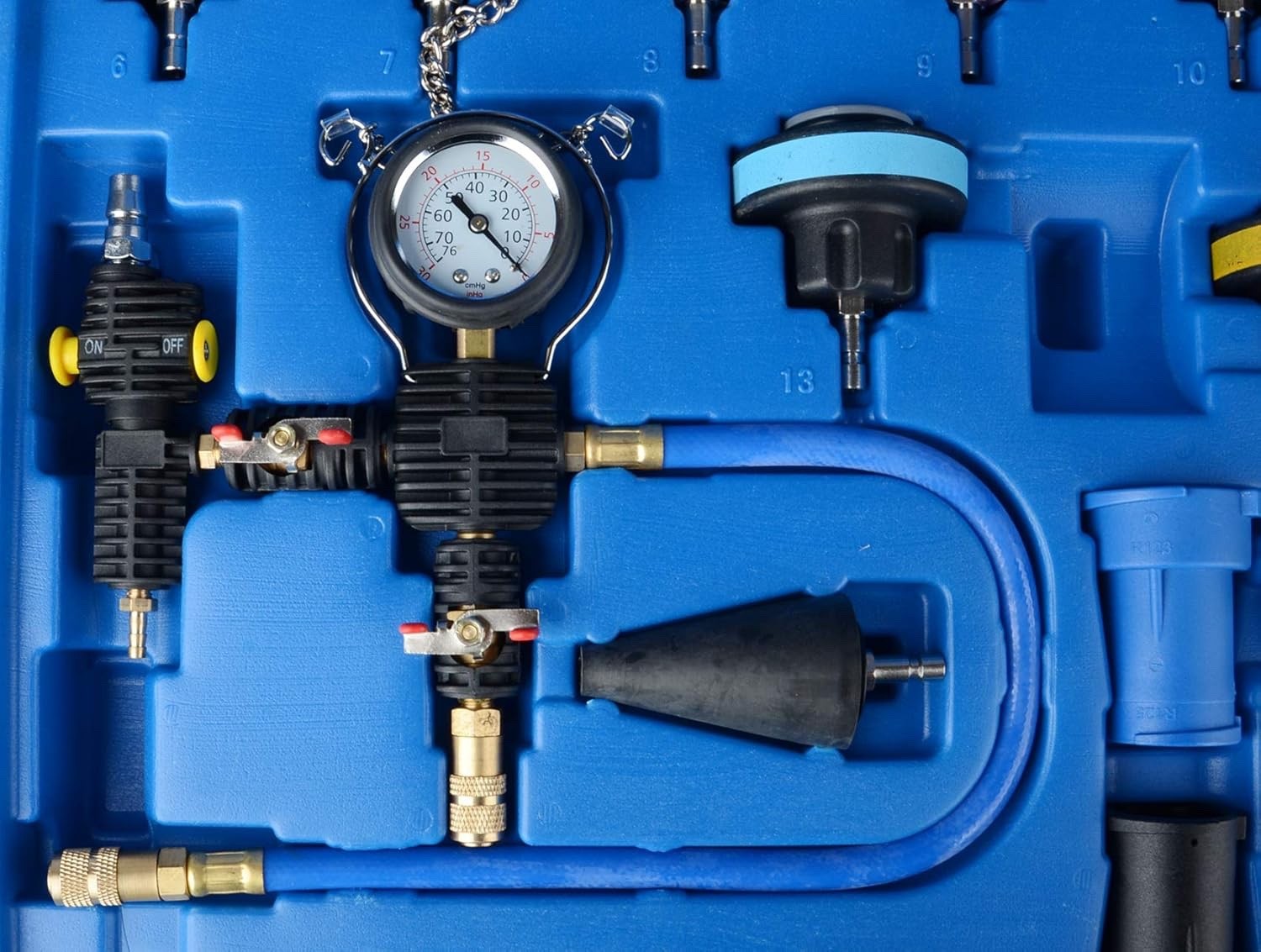 28Pc Radiator Pressure Tester Kit Universal Cooling System Leak Test Tool Blue
