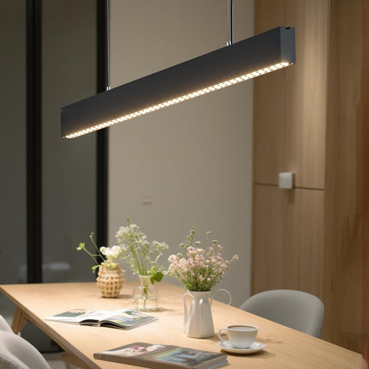 LED Pendant Light 120cm 38W Linear Kitchen Island Bar Black 4000K Adjustable