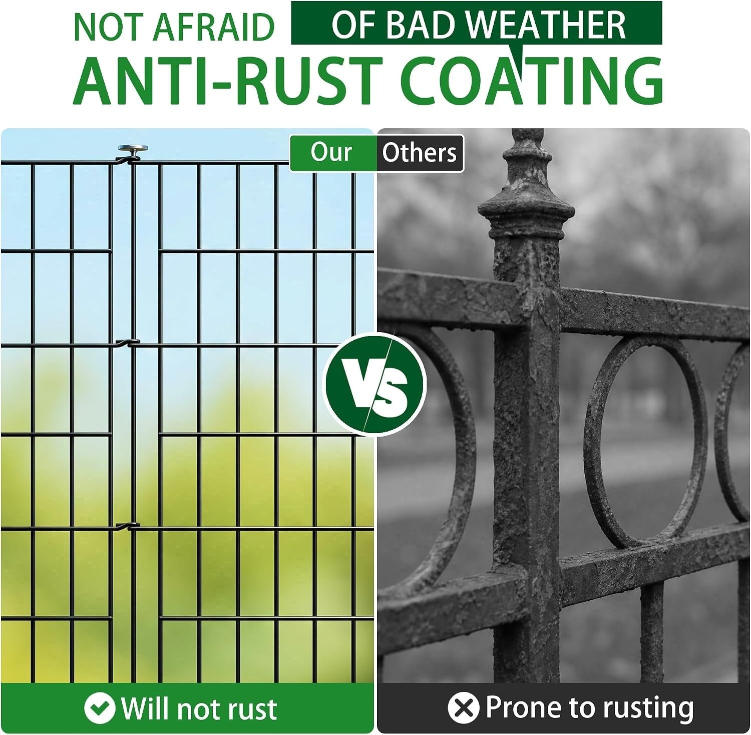 Metal Garden Fence Panels 4Pc Gate Black No Dig Pet Barrier Outdoor 3.5m 101cm