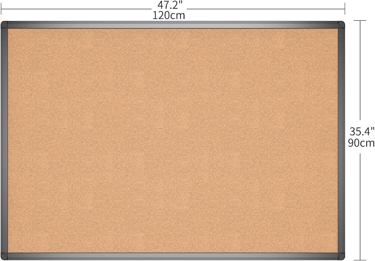 Cork Notice Board 120x90cm Black Aluminium Frame Wall Mounted Pin Bulletin Board