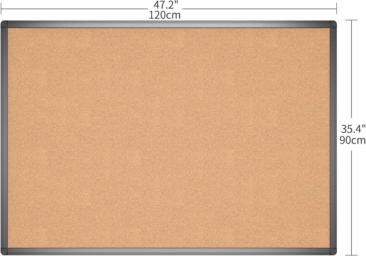 Cork Notice Board 120x90cm Black Aluminium Frame Wall Mounted Pin Bulletin Board