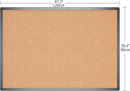 Cork Notice Board 120x90cm Black Aluminium Frame Wall Mounted Pin Bulletin Board