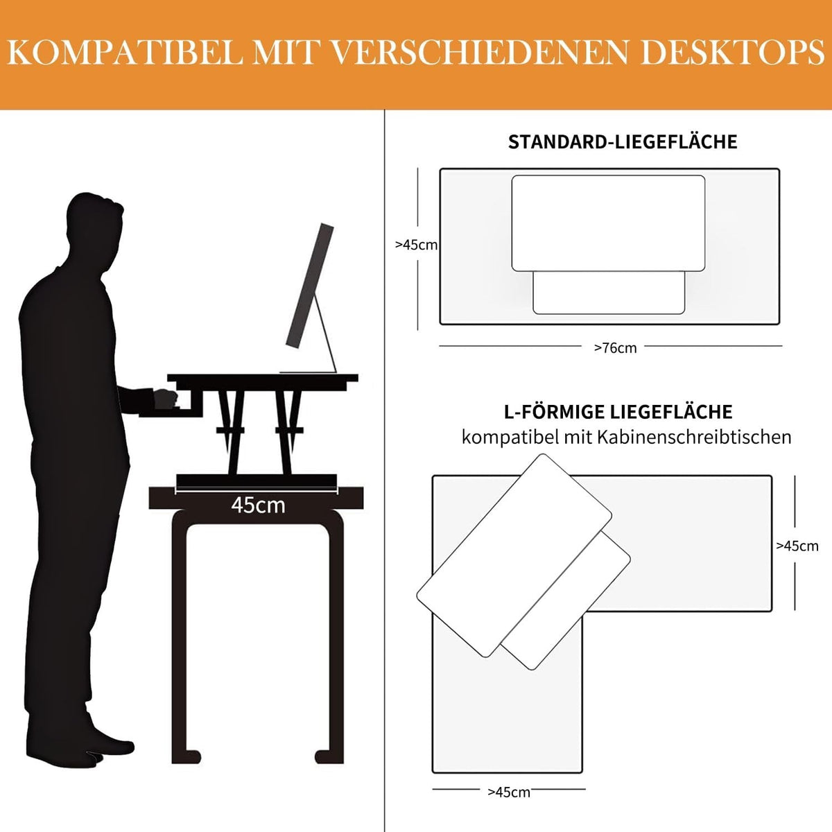 Standing Desk Converter Riser Height Adjustable 101cm White Stand Workstation