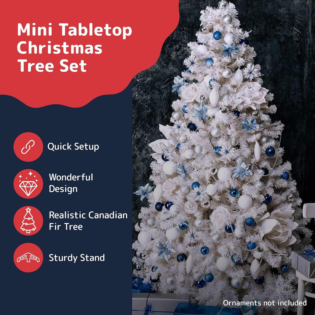 Prextex 6FT White Christmas Tree - Artificial Canadian Fir Small with Stand