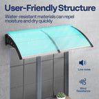 40x120in Polycarbonate Door Window Awning Canopy Clear Panel Black Bracket