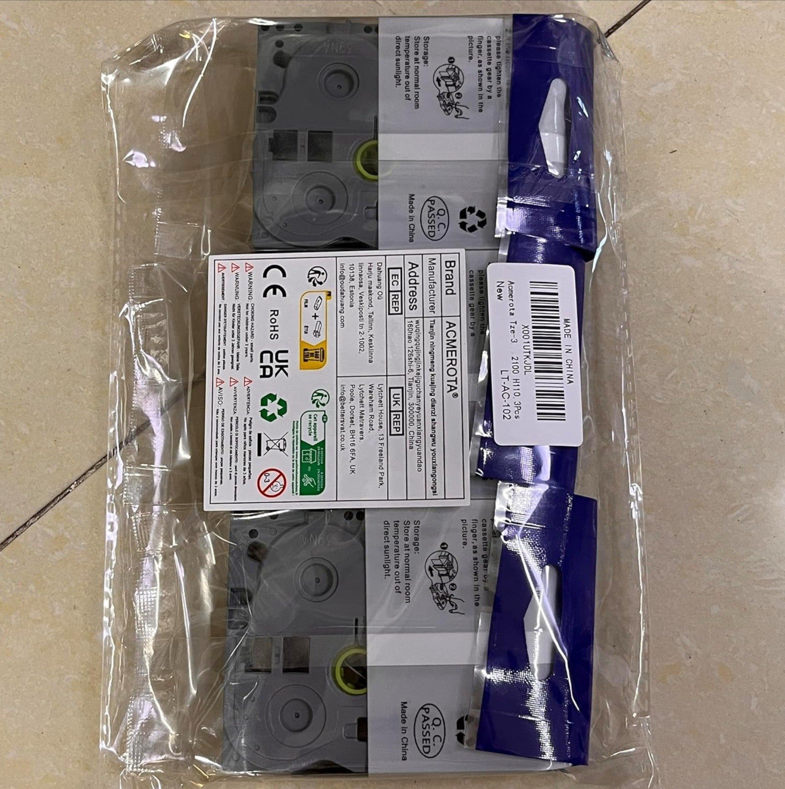 Acmerota Tze-325 Label Tape Replace for Brother Tze325 TZ-325 9mm*8m