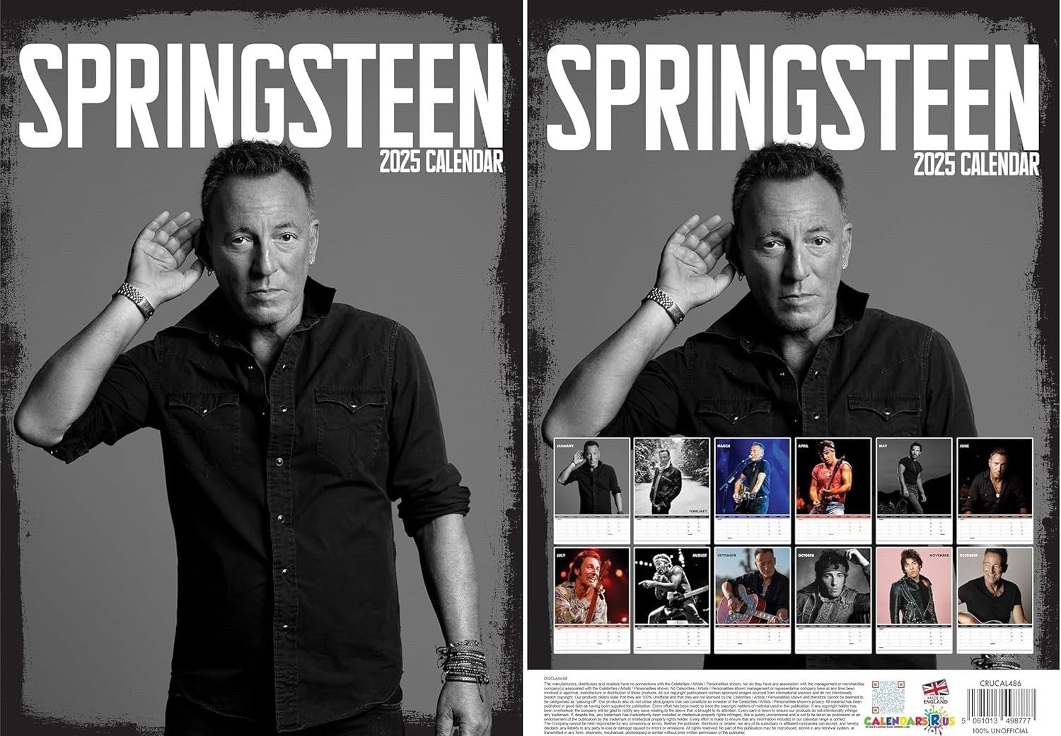 Bruce The Boss Calendar 2025 Springsteen A3