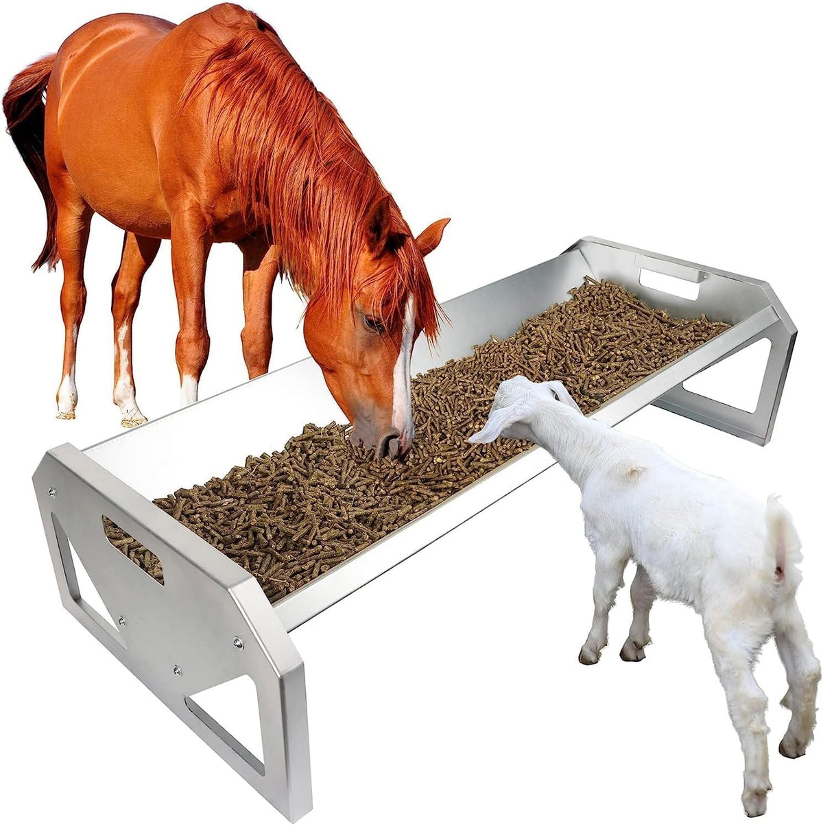 Livestock Feeding Trough 45 Inch Galvanised Steel Heavy Duty Sheep Goat Horse