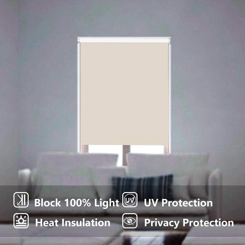 Blackout Roller Blind Waterproof Thermal Window Shade Cream