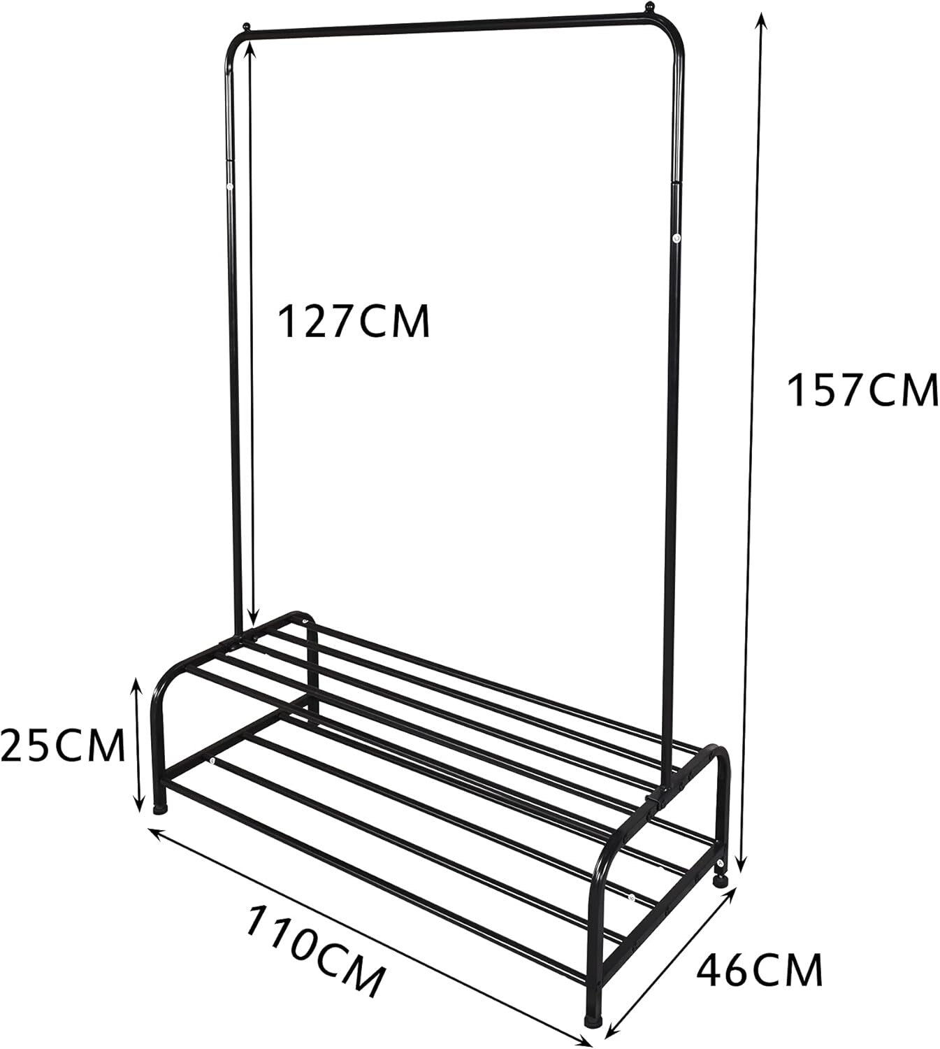 JURMERRY Metal Coat Rail Pipe Hanging Clothes Rail Heavy Duty Storage Shelf