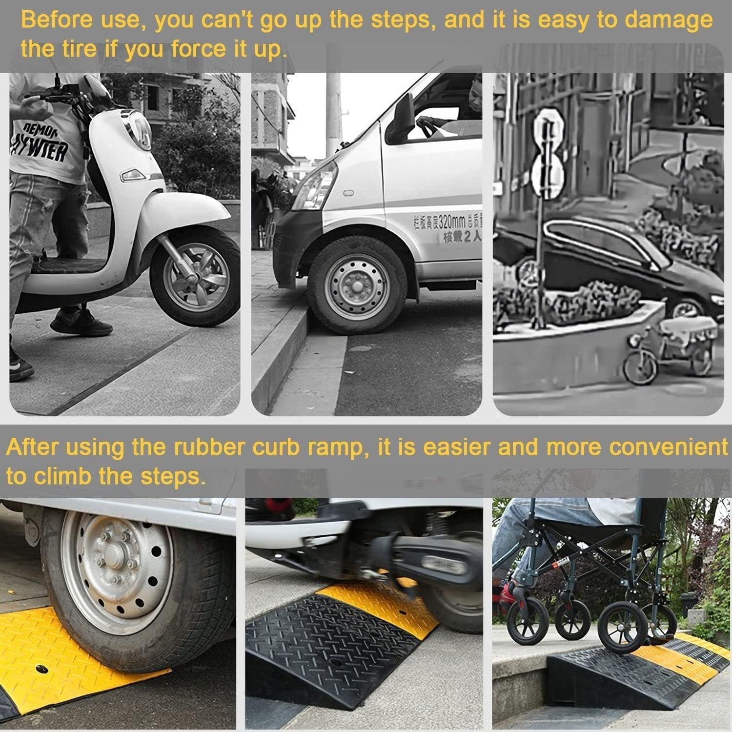 Heavy Duty Rubber Kerb Ramps 2in Rise Non Slip Driveway Wheelchair Access