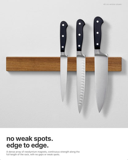 Magnetic Knife Holder Rack Strip 60cm Acacia Wood Wall Mounted Kitchen Storage