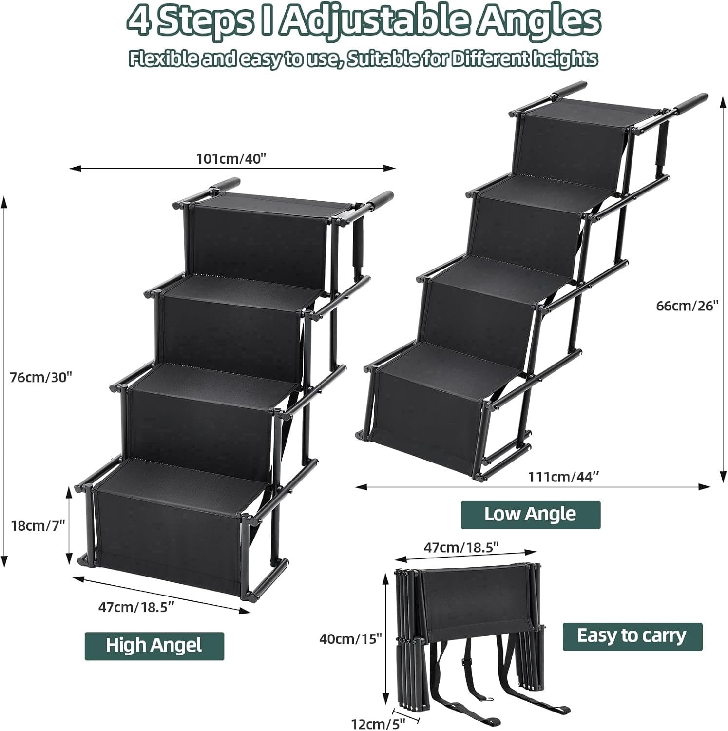 Foldable Dog Ramp Adjustable Non Slip Portable Pet Ramp for Car Sofa Bed