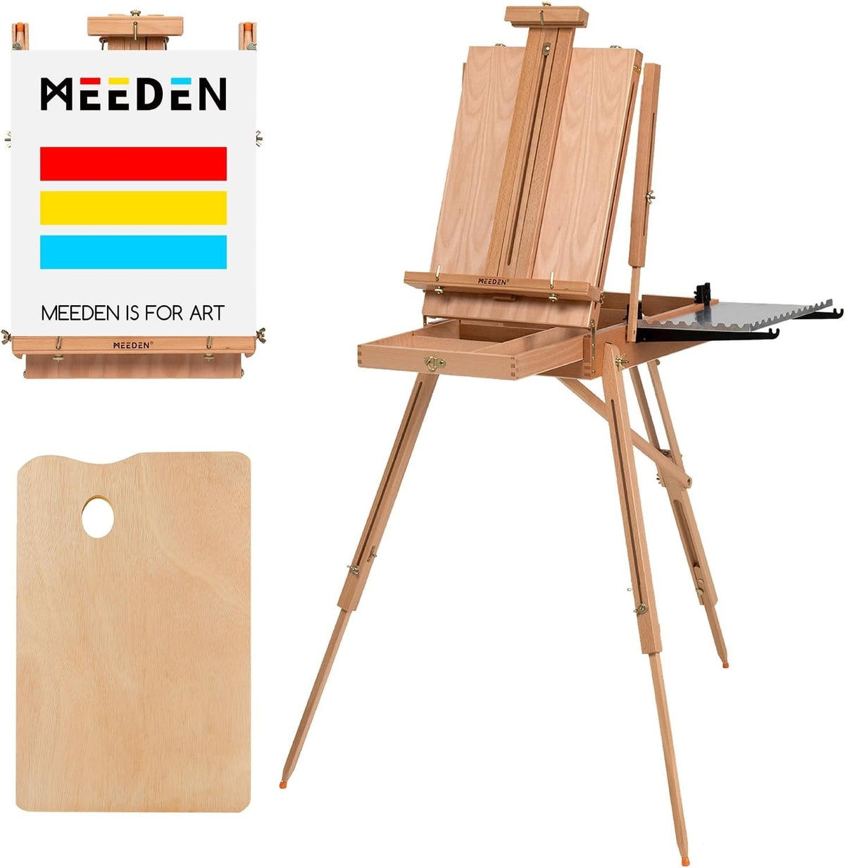 French Easel Sketchbox Painting Stand Large Beechwood Folding Tripod Art Storage