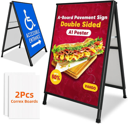 A1 Pavement Sign A Board Double Sided Poster Holder Outdoor Advertising Display