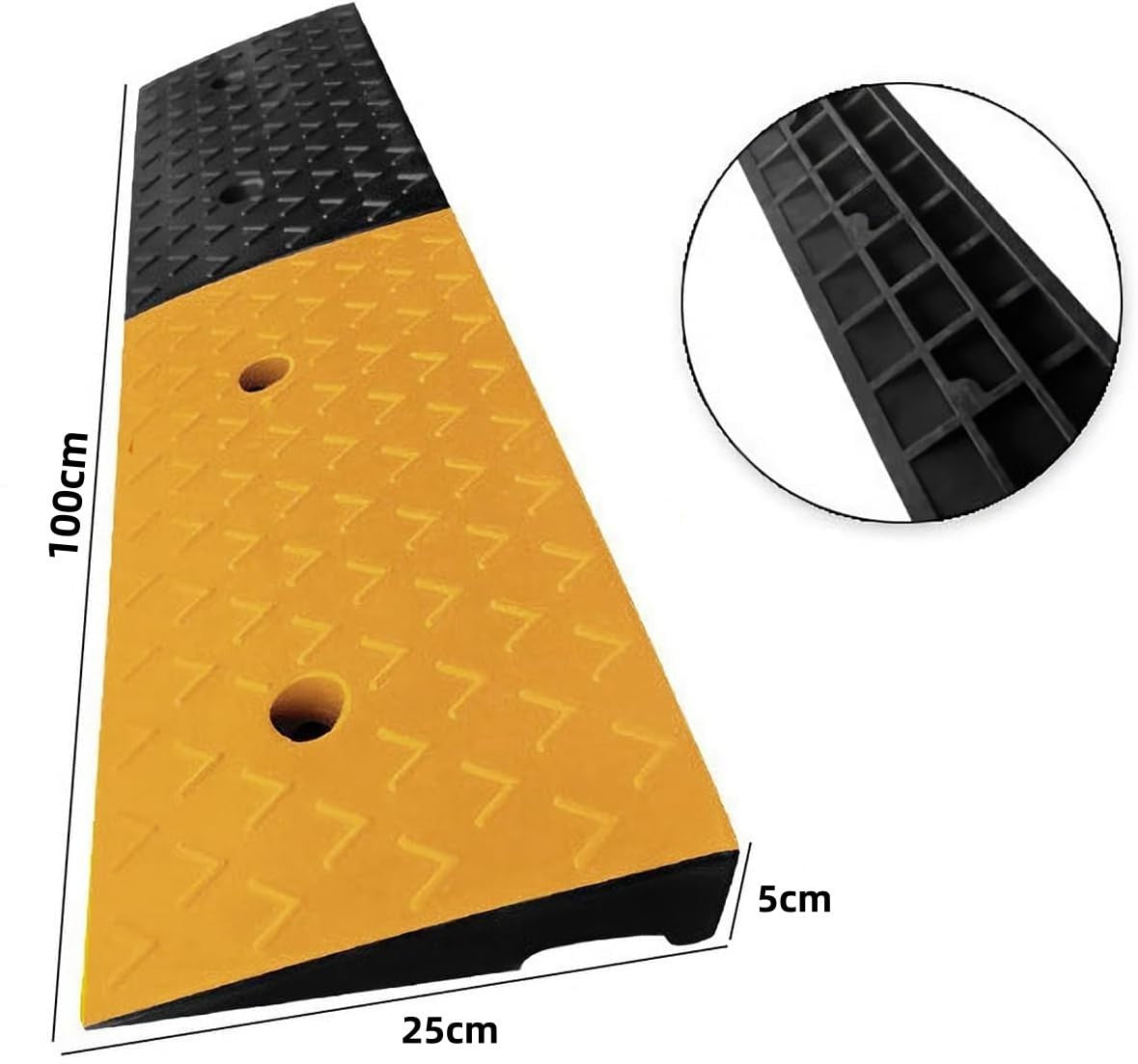 Bimiti 2 Pack Heavy Duty Rubber Kerb Ramps 2" Rise 100x25x5cm Non Slip