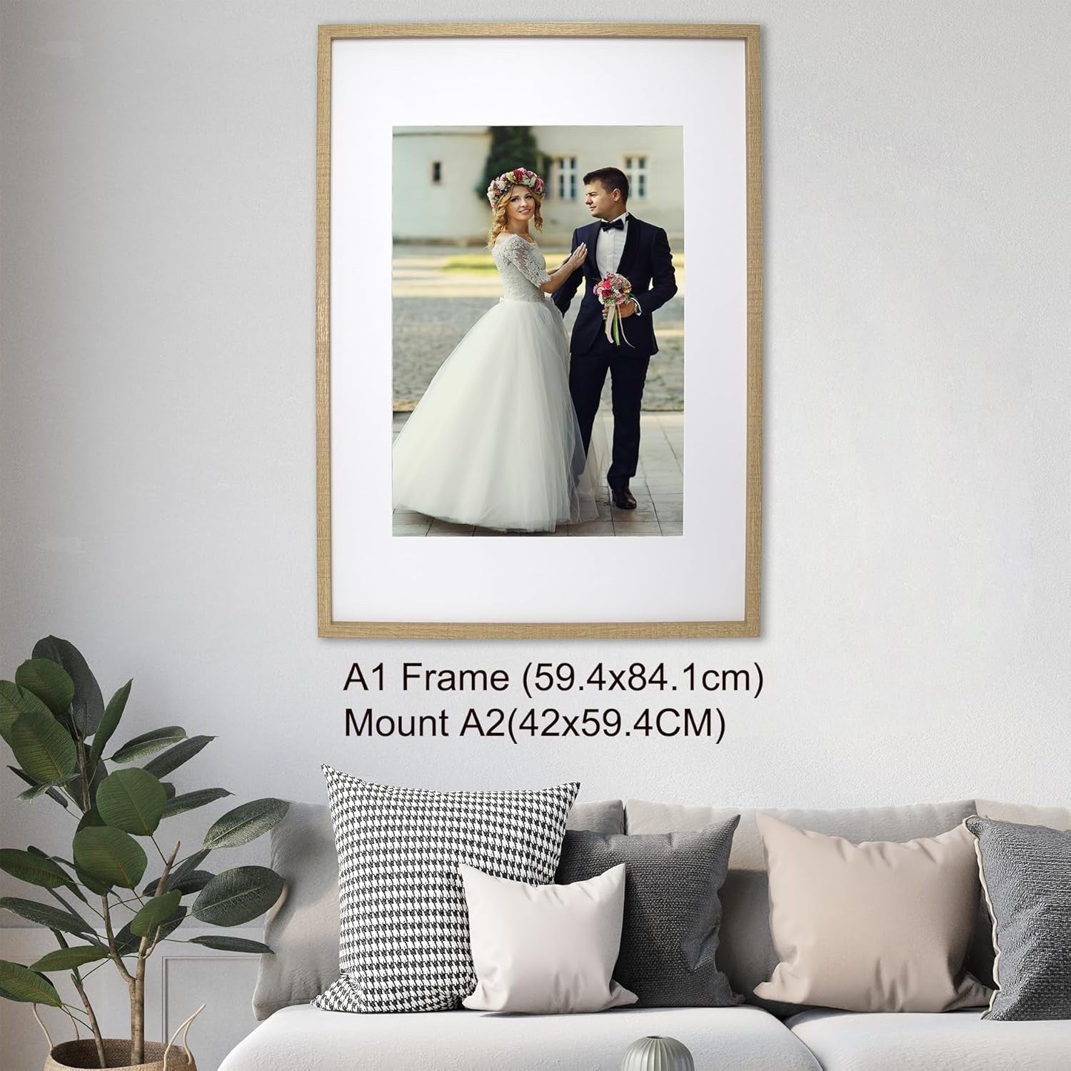 A1 Wooden Picture Frames Set of 3 With A2 Mount Wood Effect Poster Frame Wall