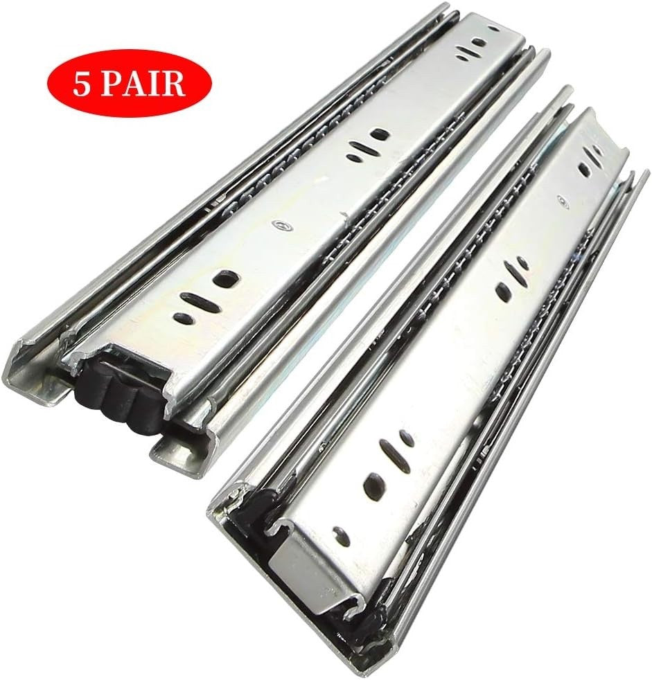 Heavy Duty Drawer Runner 400mm Full Extension Ball Bearing Slides 5 Pairs Silver