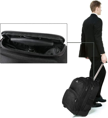 Rolling Laptop Backpack Trolley Wheeled Travel Bag 18 Inch 45L Cabin Black