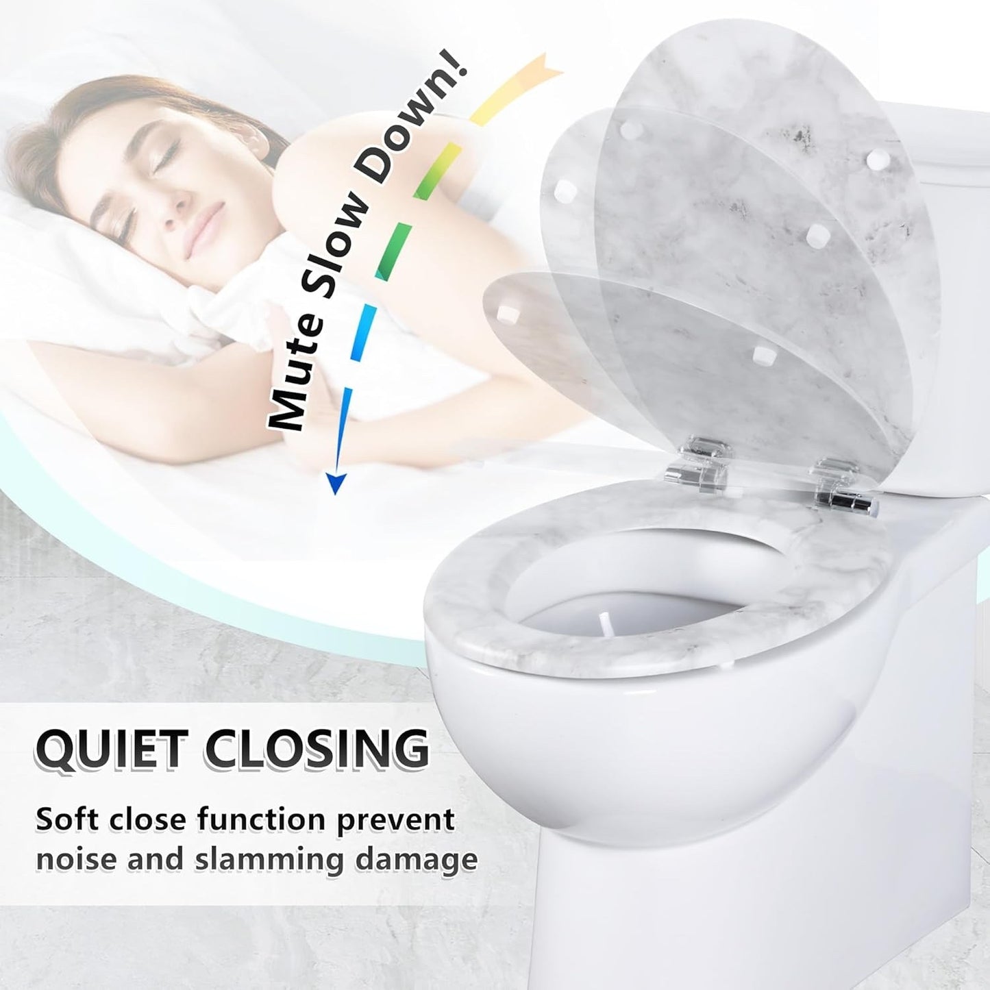 Wood Toilet Seat Soft Close Quick Release Hinges Oval 45x37cm Bottom Mount