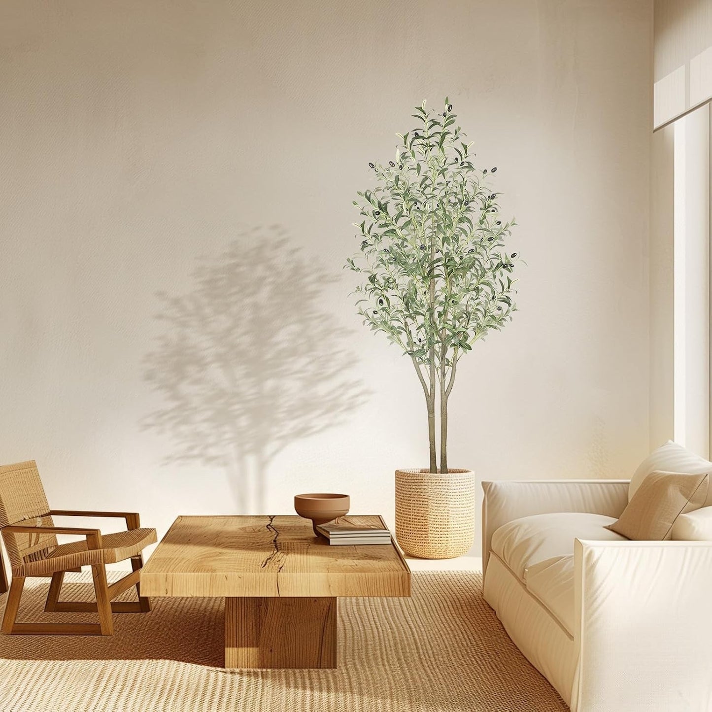 Artificial Olive Tree Plant 5FT 150cm Faux Lifelike Indoor Outdoor White Pot