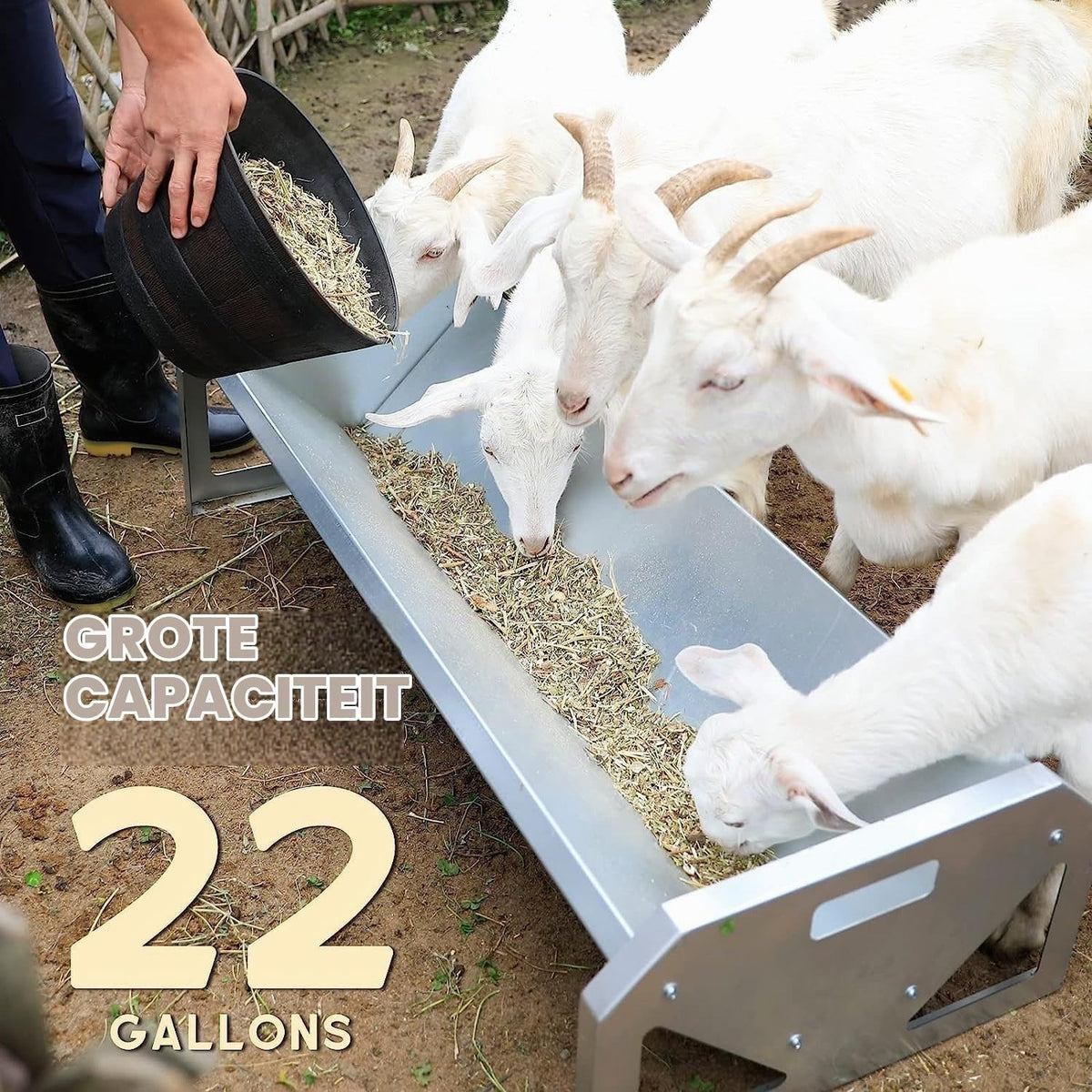 Livestock Feeding Trough 45 Inch Galvanised Steel Heavy Duty Sheep Goat Horse