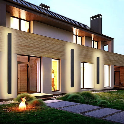 LED Wall Light Outdoor Black 125cm 45W IP65 Waterproof 3000K Warm Aluminium Lamp