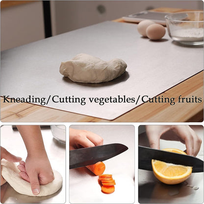 Cutting Board Stainless Steel Chopping Board 80x50cm Pastry Worktop Rolling Pin