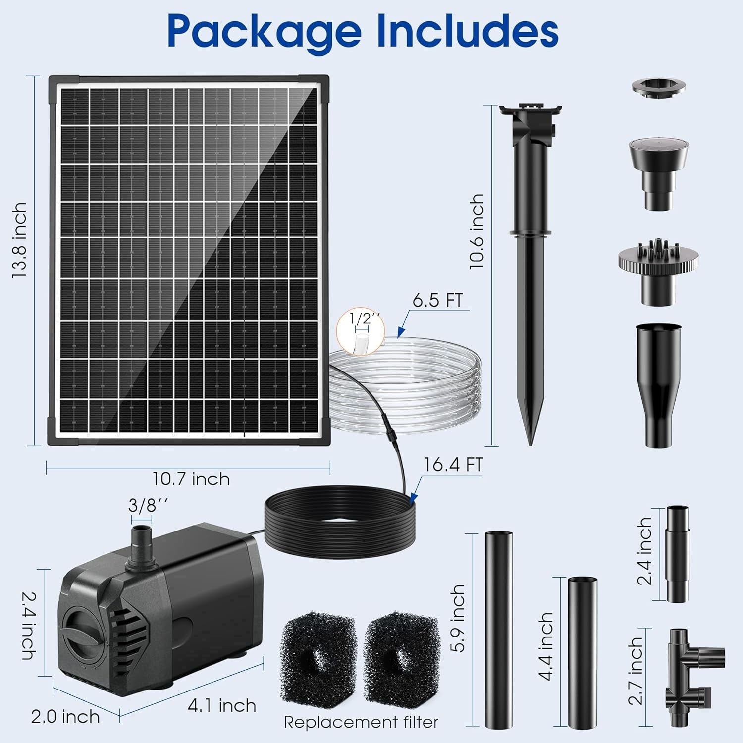 Biling Solar Water Fountain 20W Solar Fountain Pump with 320GPH Flow Adjustable