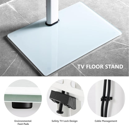 TV Floor Stand 32-60 Inch Swivel Height Adjustable VESA 600x400 White Base