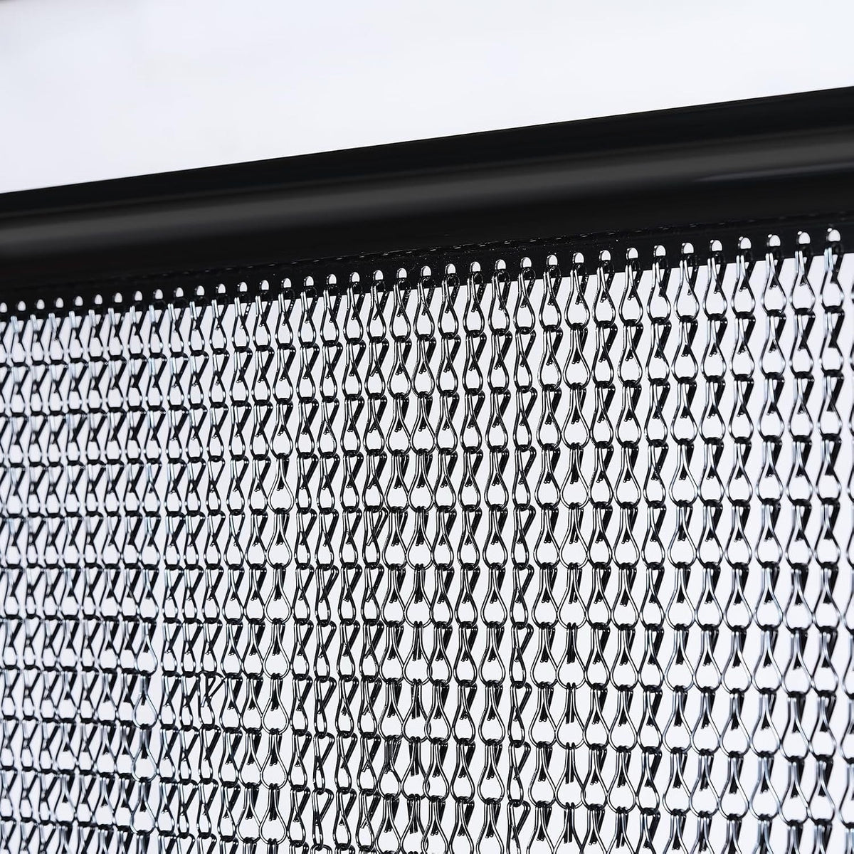 Door Fly Screen Chain Curtain 90x210cm Black Aluminium Metal Insect Blind