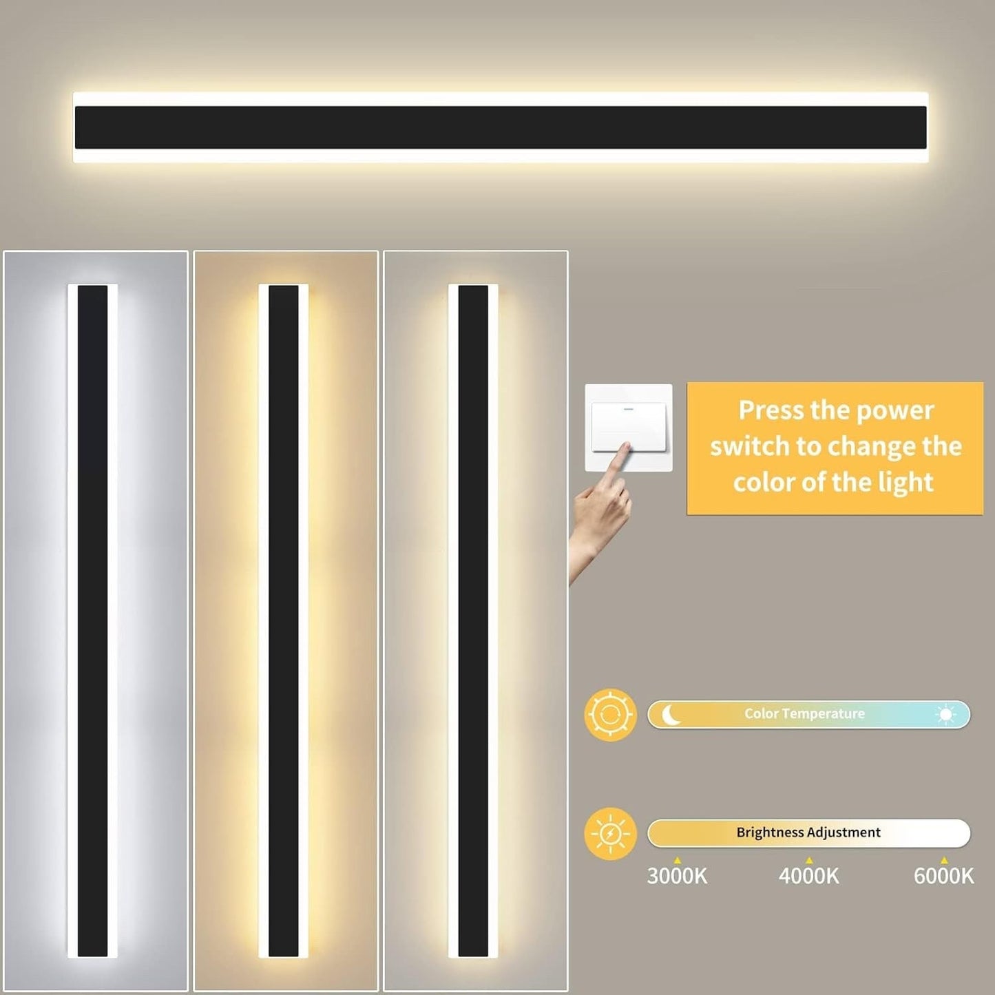 Outdoor LED Wall Light 100cm IP65 Garden Porch Lamp 3 Colour 3000K 4500K 6000K