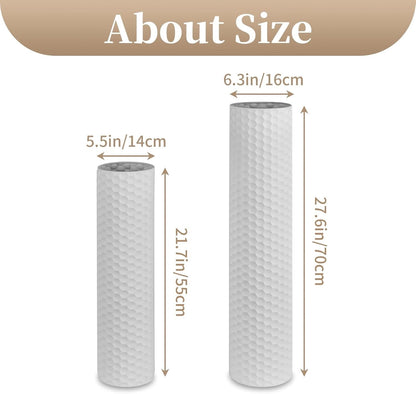 Tall Floor Vase Set 2 White Metal 70cm 55cm Honeycomb Modern Pampas Grass Decor