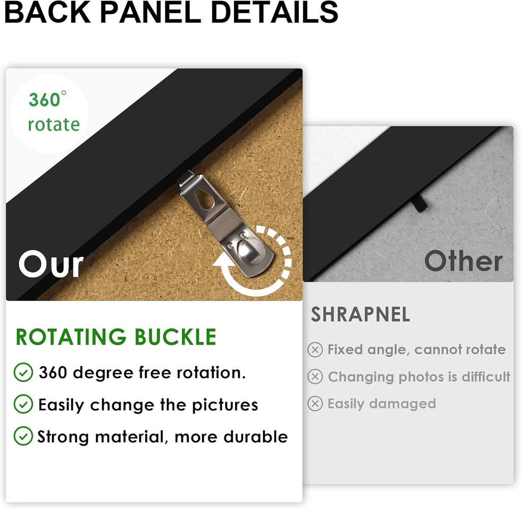 50x70cm Black Picture Frame w A2 Mount Wall Mounted Plexiglass