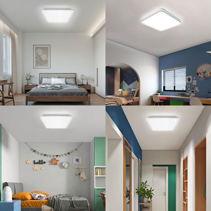 LED Ceiling Light Square Black Edge 6500K Cool White Flush Mount Modern