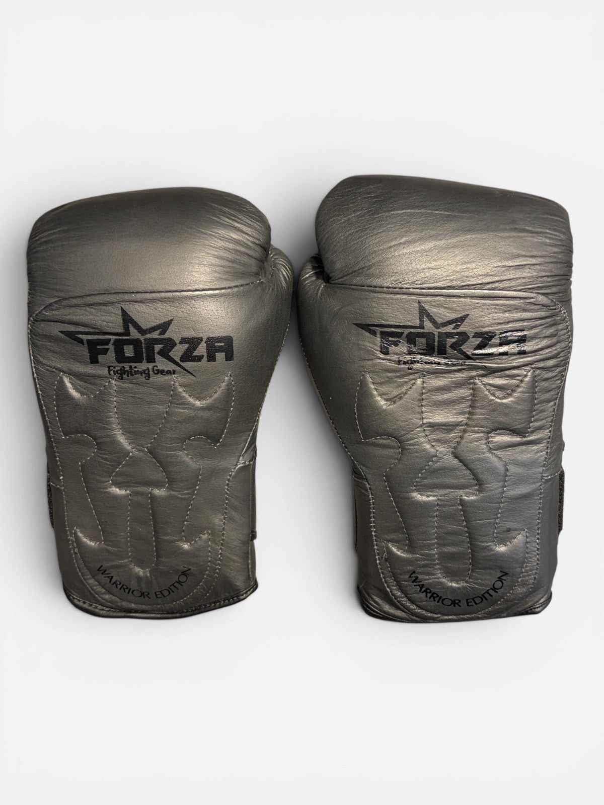 Boxing Gloves Leather Black Forza Warrior Edition Tribal Training Pair Bag