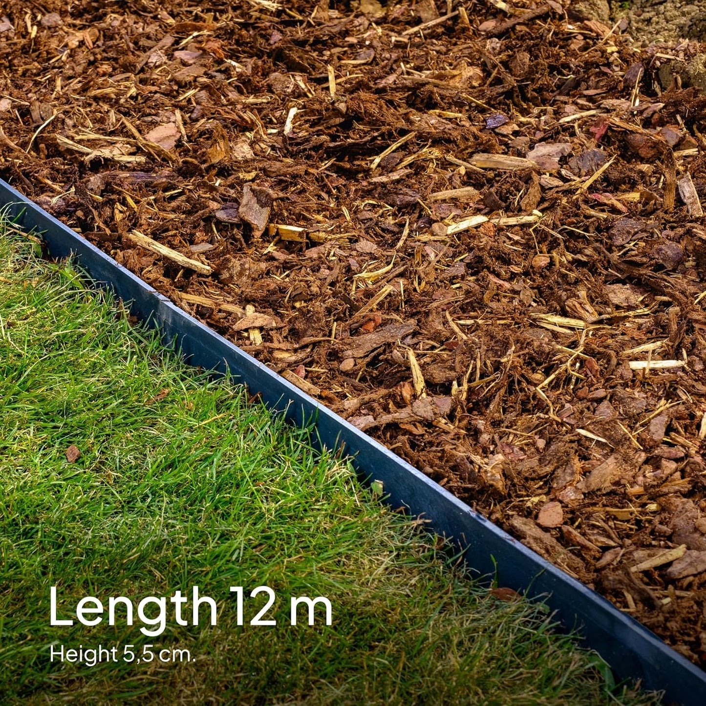 Garden Lawn Edging Border Flexible Plastic Edge 12m 55mm Black 50 Pegs Kit