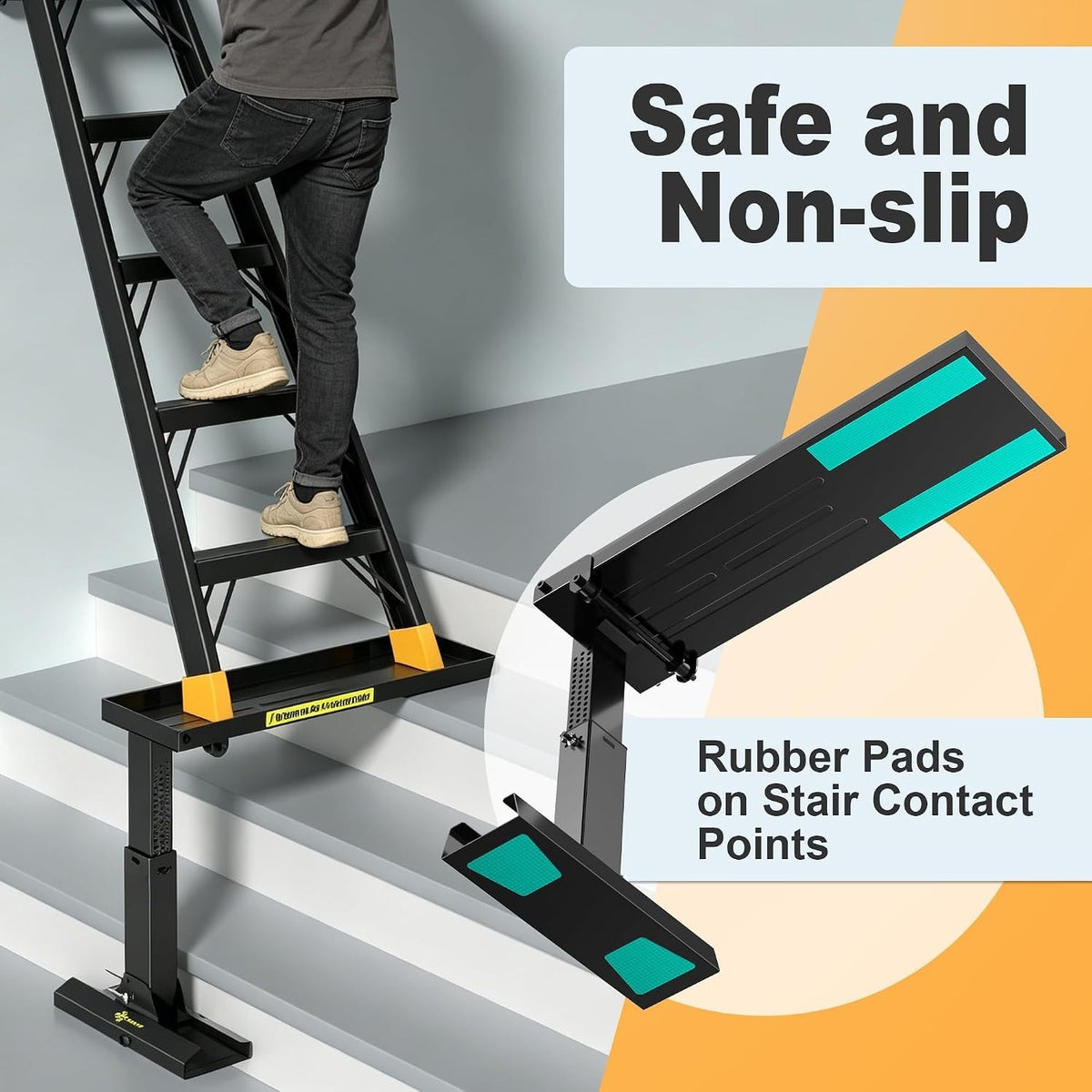 Ladder Leveler Stairs Foldable Extender 11.8-18in 800lb Steel Non-Slip Black