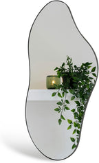 98x45cm Irregular Black Metal Wall Mirror Bathroom Bedroom Hallway Vanity Decor