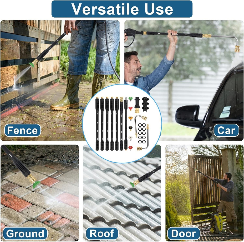 10 Pcs Pressure Washer Extension Wand Karcher K2-K7 4000PSI with 6 Nozzle Tips