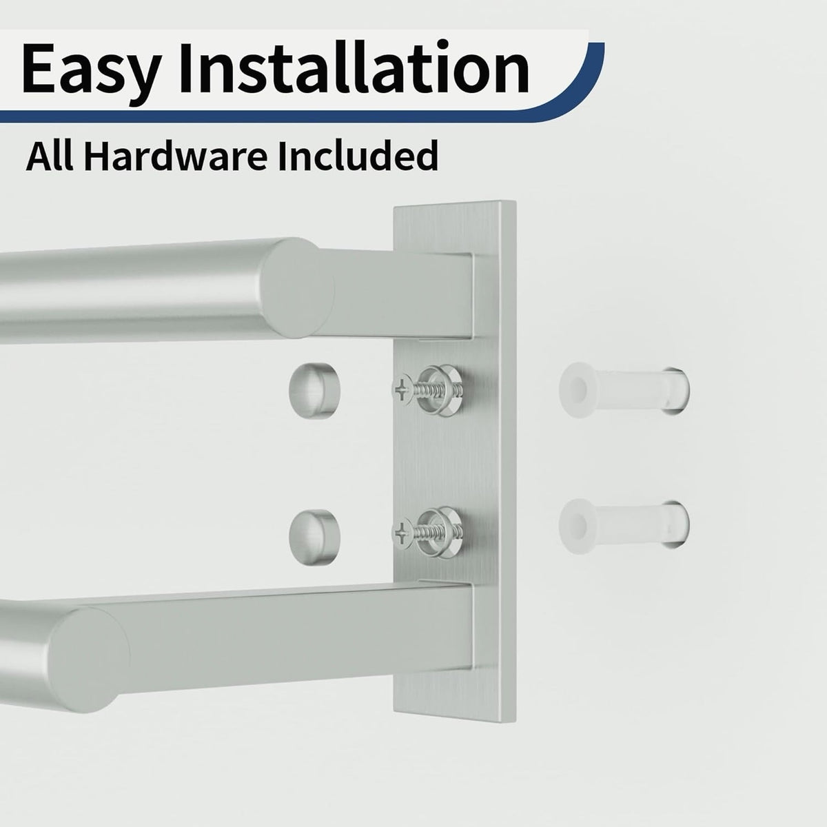 Towel Rail Double Bathroom Holder 70cm Brushed Stainless Steel Wall Mounted Rack
