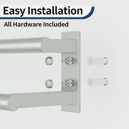 Towel Rail Double Bathroom Holder 70cm Brushed Stainless Steel Wall Mounted Rack