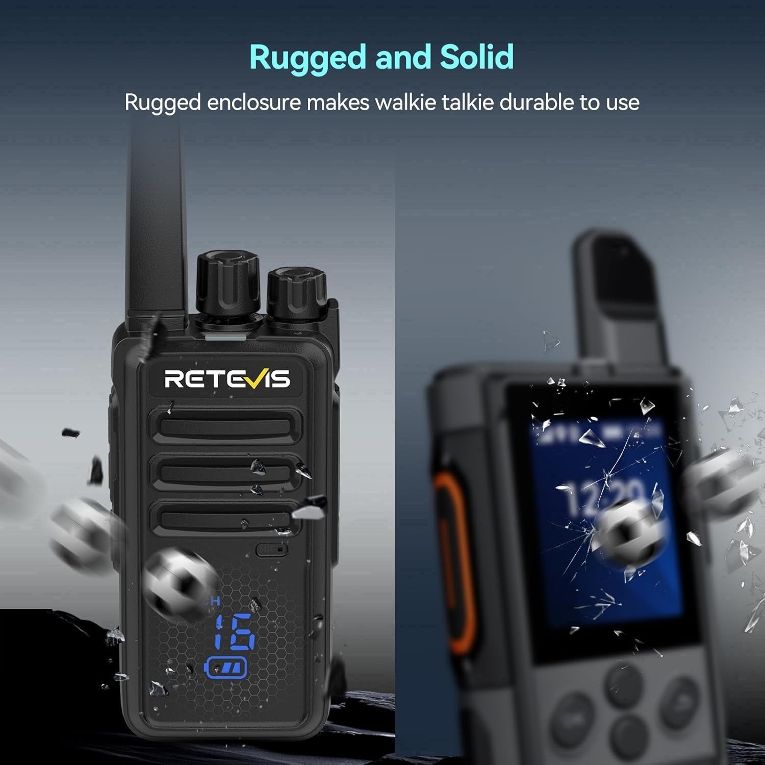 Retevis RT668H PMR446 Walkie Talkies 10 Pack Black Hidden Display USB-C 10-Way