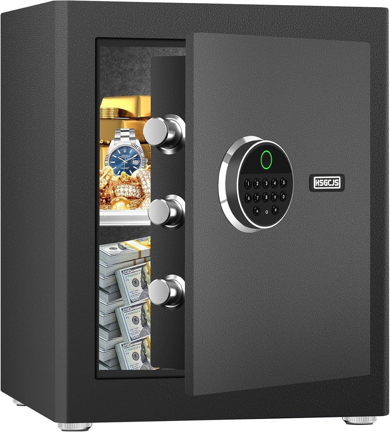 Safe Box Fingerprint Biometric Digital Keypad Security Home Office 1.93cu ft