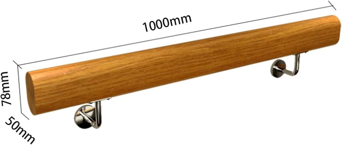 100cm Wooden Stair Handrail Banister Anti Slip Rail Bracket Indoor Outdoor
